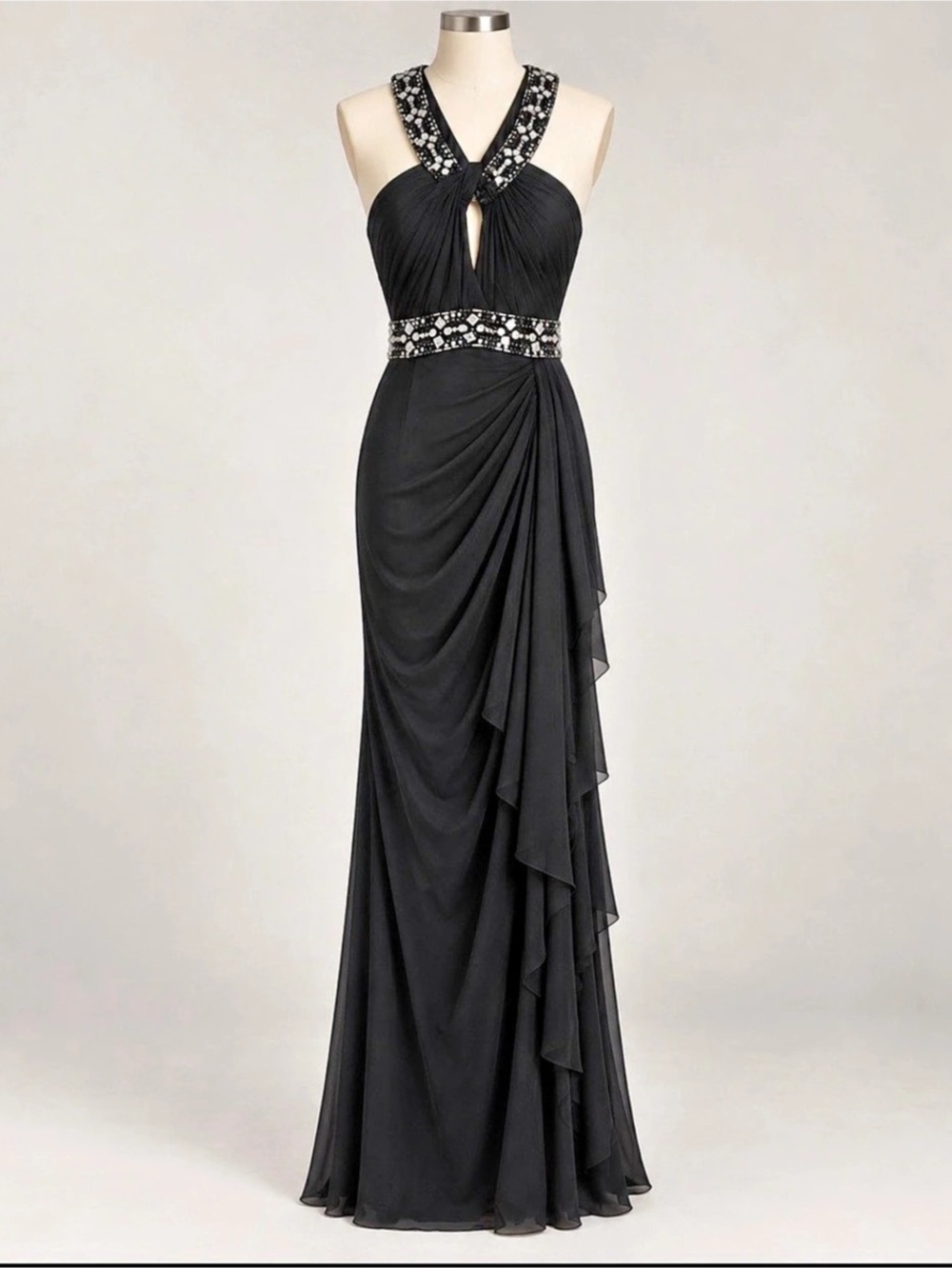 Cache G107A Black Embellished Maxi Dress Size 4 NWT